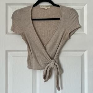 Project Social T x Urban Outfitters Ribbed Cropped Wrap Tee - Size XS